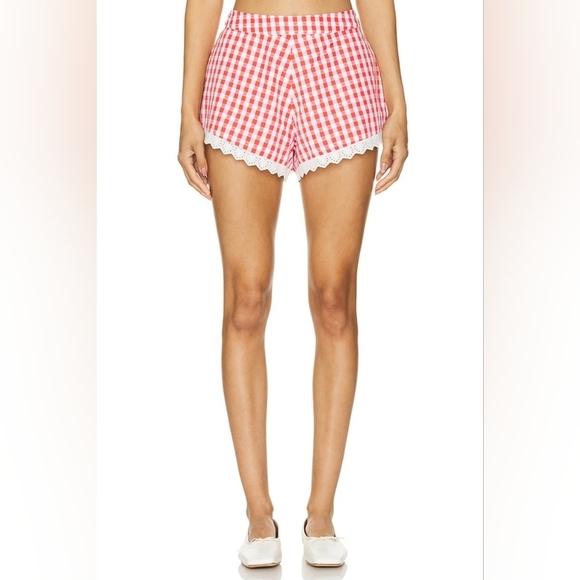MAJORELLE Pants - Majorelle Peggy Hot Short In White And Red Check sz L NWT